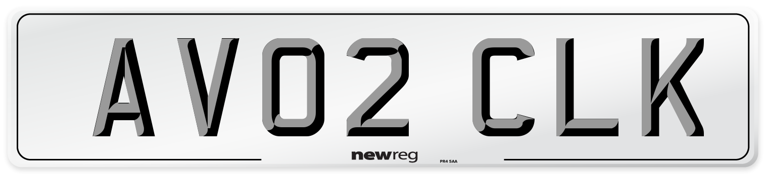 AV02 CLK Number Plate from New Reg